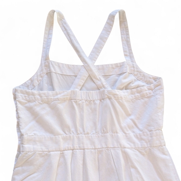 Gap Linen Pinafore Midi Dress Minimalist Wooden Button Convertible Straps 18T - Picture 10 of 15